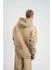 Unisex Double Oversize Kapşonlu Yıkamalı Sweatshirt - Bej 4