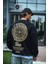 Kışlık Bisiklet Yaka Ön ve Arka Baskılı Sweatshirt - Siyah 3