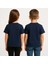 Unisex Basic Pamuklu Oversize Koyu Lacivert Çocuk Tişört 2
