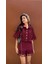 Nakışlı Şort-Gömlek Premium Bordo Takım 3