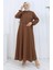 Düğmeli Yelek Elbise Ikili Takım 2119-03 Kahverengi 3