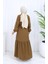 Beli Bağcıklı Düğmeli Elbise 0127-02 Kahverengi 5