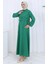 Düğmeli Yelek Elbise Ikili Takım 2119-04 Zümrüt Yeşili 2