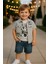 Cool Kısa Kollu Gömlek T-Shirt ve Kot Şortlu Takım 2