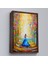 Siyah Çerçeveli Renkli Ormanda Yürüyen Mavi Elbiseli Kadın Tablosu 3