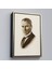 Siyah Çerçeveli Atatürk Portre Tablosu Mustafa Kemal Atatürk Dikdörtgen Dekoratif Kanvas Tablo 4