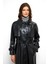 Reglan Kol Pelerin ve Punto Dikiş Detaylı Deri Trençkot Siyah 6754 3