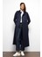 Kruvaze Gömlek Yaka Omuzu Kemer Aksesuarlı Su Itici Özellikli Trençkot Lacivert 6763 2