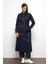 Kruvaze Gömlek Yaka Omuzu Kemer Aksesuarlı Su Itici Özellikli Trençkot Lacivert 6763 4