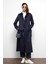 Kruvaze Gömlek Yaka Omuzu Kemer Aksesuarlı Su Itici Özellikli Trençkot Lacivert 6763 5