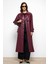 Reglan Kol Pelerin ve Punto Dikiş Detaylı Deri Trençkot Bordo 6754 1