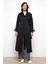Kruvaze Gömlek Yaka Omuzu Kemer Aksesuarlı Su Itici Özellikli Trençkot Siyah 6763 4