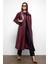Gömlek Yaka Reglan Kol Pelerin ve Torba Cep Detaylı Deri Trençkot Bordo 6760 3