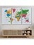 Dünya Haritası Dekoratif Kanvas Tablo Ülke ve Başkentli Öğretici ve Sembollü 2273 3