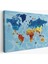 Türkçe Dünya Haritası Sembollü ve Okyanuslu Dekoratif Kanvas Tablo 2422 1