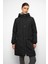 Kapüşonlu Fermuar Kapamalı Ribana Detaylı Kapitone Mont Siyah 6776 1