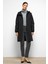 Kapüşonlu Fermuar Kapamalı Ribana Detaylı Kapitone Mont Siyah 6776 3