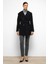 Kapüşonlu Kruvaze Kısa Kaban Siyah 3103 5