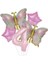 Gold Kelebekli Pembe 4 Yaş Rakam Balon Set 1