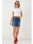 Püsküllü Mini Kot Etek 8051 - Lacivert 2