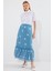 8010 Desenli Şifon Etek - Indigo 1