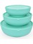 Yuvarlak Kapaklı Sığ Kase Seti 3'lü Kase Set Sert Plastik Yumuşak Kapaklı Pastel Yeşil 2