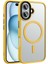 Apple iPhone 16 Kılıf Mat Arka Yüzey Wireless Şarj Özellikli Xemu Flet Magsafe Kapak-Sarı 1