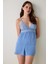 Mavi Luna Dantelli Saten Şort Pijama Altı 4