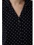 Siyah Puantiye Desenli Gömlek Yaka Kısa Kollu Pamuklu Pijama Takımı 3