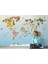 Dünya Haritası Çocuk ve Bebek Odası Hayvanlar Alemi Duvar KAĞIDI-3824 4