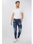 Erkek Skinny Fit Destroy Koyu Mavi 2