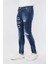 Erkek Skinny Fit Destroy Koyu Mavi 4