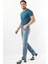 Erkek Dizi Yırtık Regular Fit Jean Pantolon Mavi 4