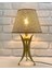 Eskitme Gold Angel Model Metal Ayaklı Rattan Haki Kumaş Şapkalı Abajur 1