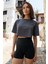 Aura Crop T-Shirt Antrasit 1