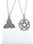 2'li Pentagram - Triquetra Güneş Ay Yıldız Gümüş Kaplama Kolye Seti 1