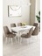 Mabel Beyaz Mermer Desen 80X132 Açılabilir Mdf Masa Yemek Odası Takımı,mutfak Takımı 6 Adet Sandalye 1