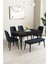 Mabel Siyah Mermer Desen 80X132 Açılabilir Mdf Masa Yemek Odası Takımı, Mutfak Takımı 4 Sandalye, 1 Bench 1