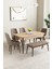 Mabel Meşe Desen 80X132 Açılabilir Mdf Masa Yemek Odası Takımı, Mutfak Takımı 4 Sandalye, 1 Bench 1
