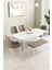 Mabel Beyaz 80X132 Açılabilir Mdf Masa Yemek Odası Takımı, Mutfak Takımı 4 Sandalye 1 Bench 2