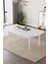 Mabel Beyaz 80X132 Açılabilir Mdf Masa Yemek Odası Takımı, Mutfak Takımı 4 Sandalye 1 Bench 5