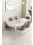 Mabel Beyaz 80X132 Açılabilir Mdf Masa Yemek Odası Takımı, Mutfak Takımı 6 Adet Sandalye 2