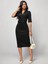 Kadın Kısa Kollu Yakalı Kruvaze Yakalı Beli Kemerli Midi Modal Elbise 6