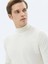 Ekru Yarım Balıkçı Yaka Düz Örgü Yün Karışımlı Triko Kazak 2