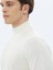 Ekru Yarım Balıkçı Yaka Düz Örgü Yün Karışımlı Triko Kazak 4
