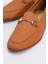 F03 Taba Cilt Hakiki Deri Kadın Loafer Ayakkabı 3