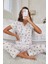 Özel Örme Kumaş Güpür Dantelli Kiraz Baskılı Kısa Kollu Pijama Takımı 1