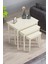 Elegance Krem Mdf Lake Boyalı Tabla Gürgen Ayaklı 3 Lü Zigon Sehpa Takımı Çay Sehpası Servis Sehpası 2