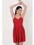 Cavazos Ince Askılı V Yaka Kısa Abiye Elbise Kırmızı 2