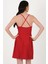 Cavazos Ince Askılı V Yaka Kısa Abiye Elbise Kırmızı 3